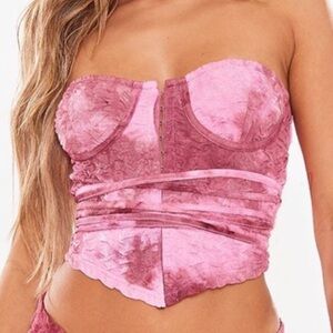 NWT Pretty Little Thing mesh hook and eye Bandeau wrap top